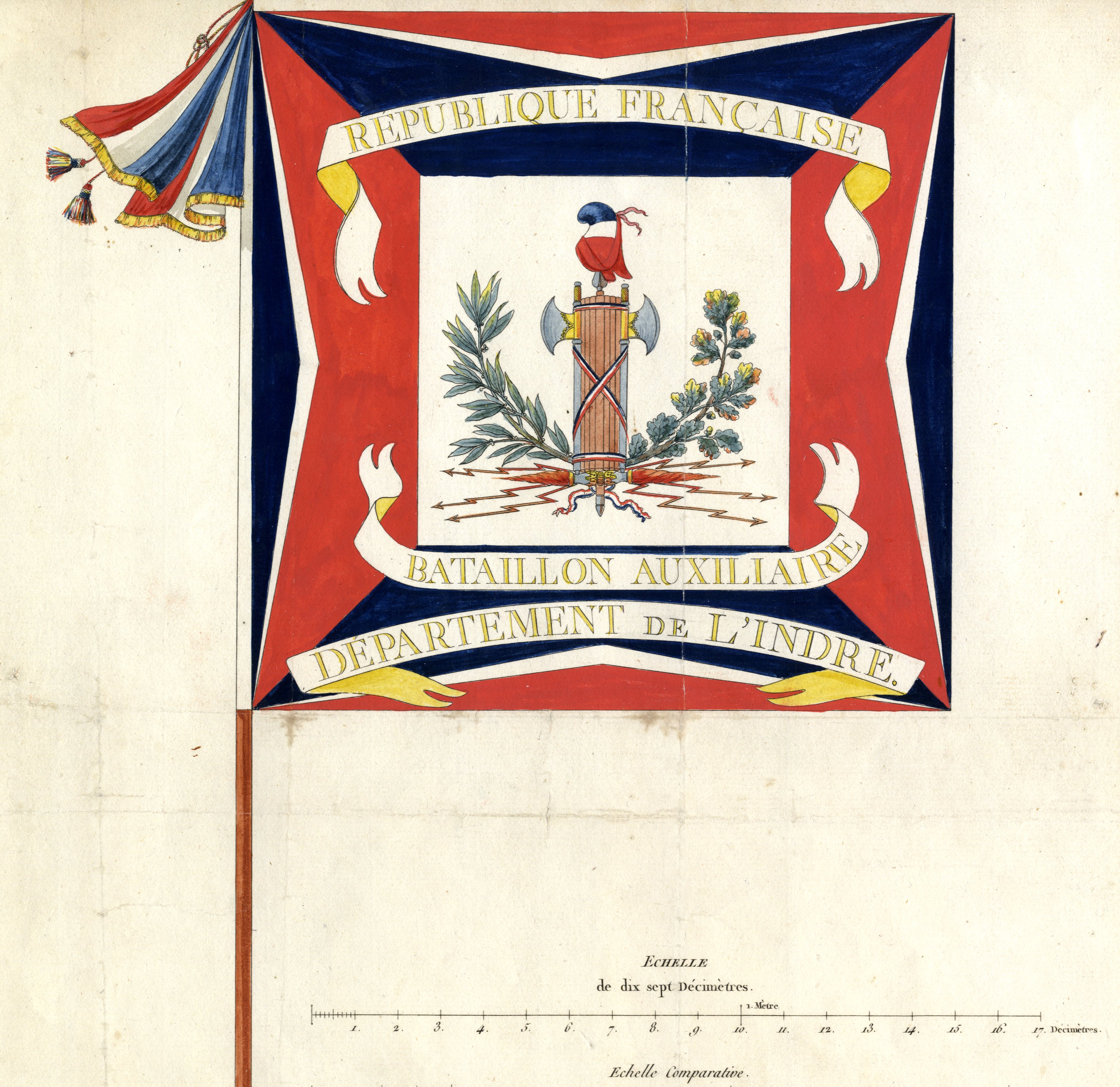 Drapeau du bataillon auxiliaire du département de l’Indre (Arch. dép. Indre, L 725)