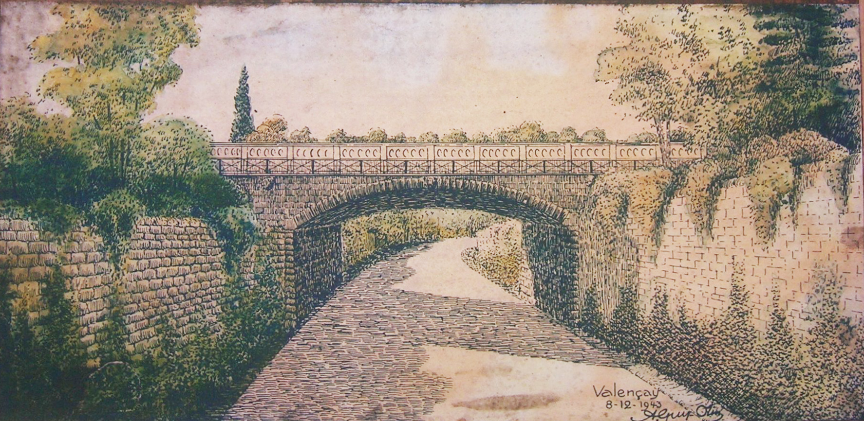 Vue de la passerelle depuis la Basse-Cour