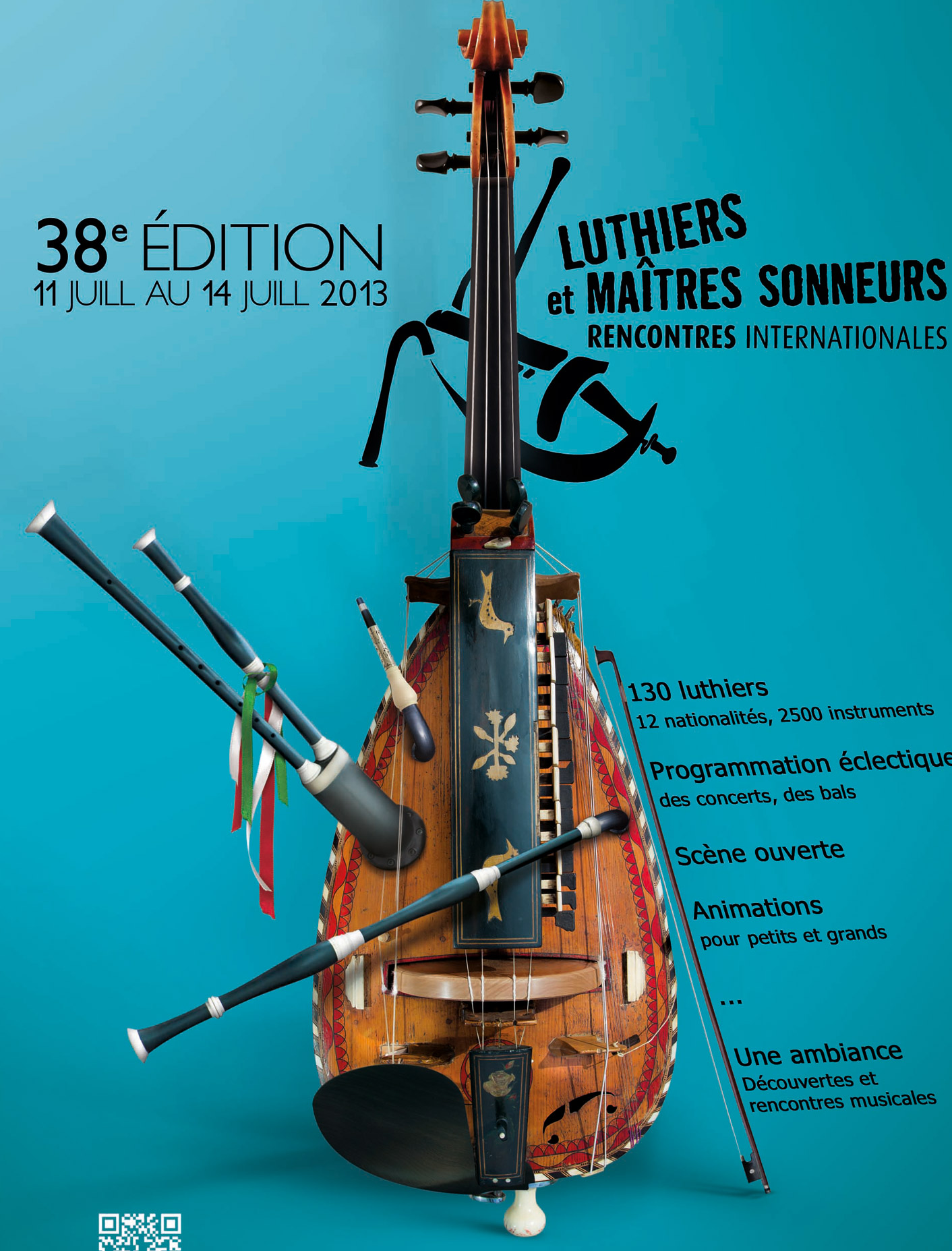 Affiche des Rencontres Internationales des Luthiers et Maîtres Sonneurs 2013 - Conception Graphique : Rémi Amiot