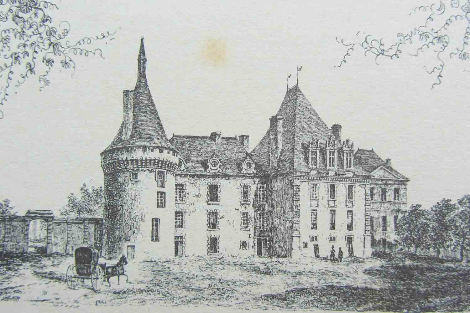 Le château d'Azay-le-Ferron, lithographie d'Isidore Meyer.